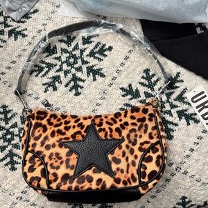 Urban Outfitters Leopard Print Bag with Black Star Accent NWT